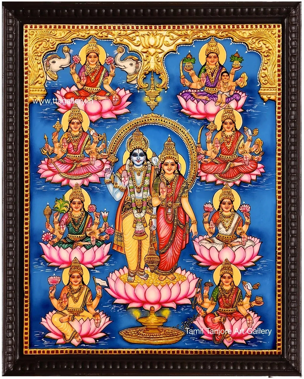 Vishnu Lakshmi Traditional Tanjore Painting
