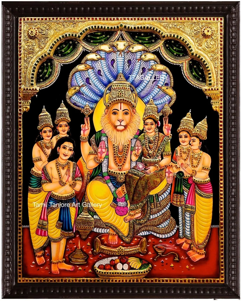 Lakshmi Narasimma Semi Embossed Tanjore Painting