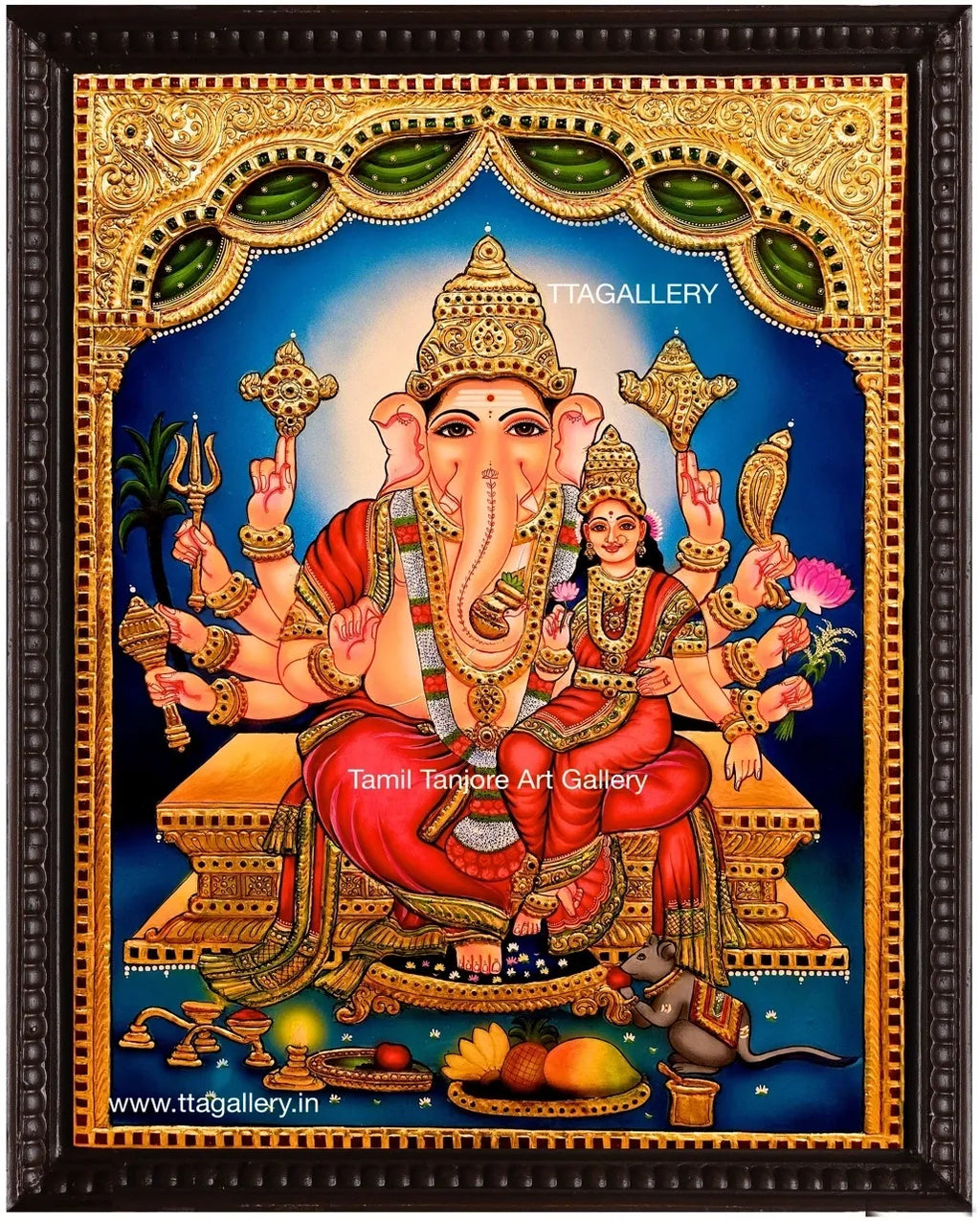 Ganesh with Siddhi Traditional Tanjore Painting