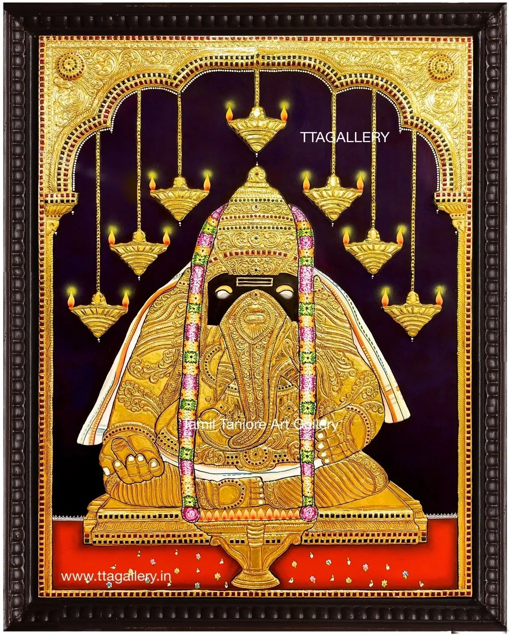 Ganesha Semi Embossed Tanjore Painting