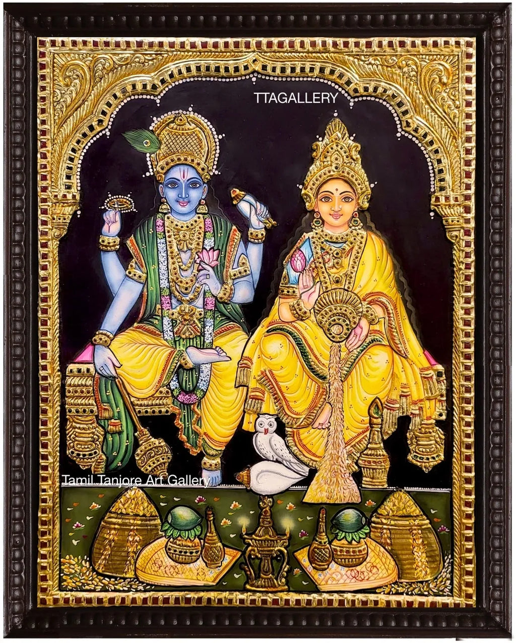 Vishnu Lakshmi Traditonal Tanjore Painting