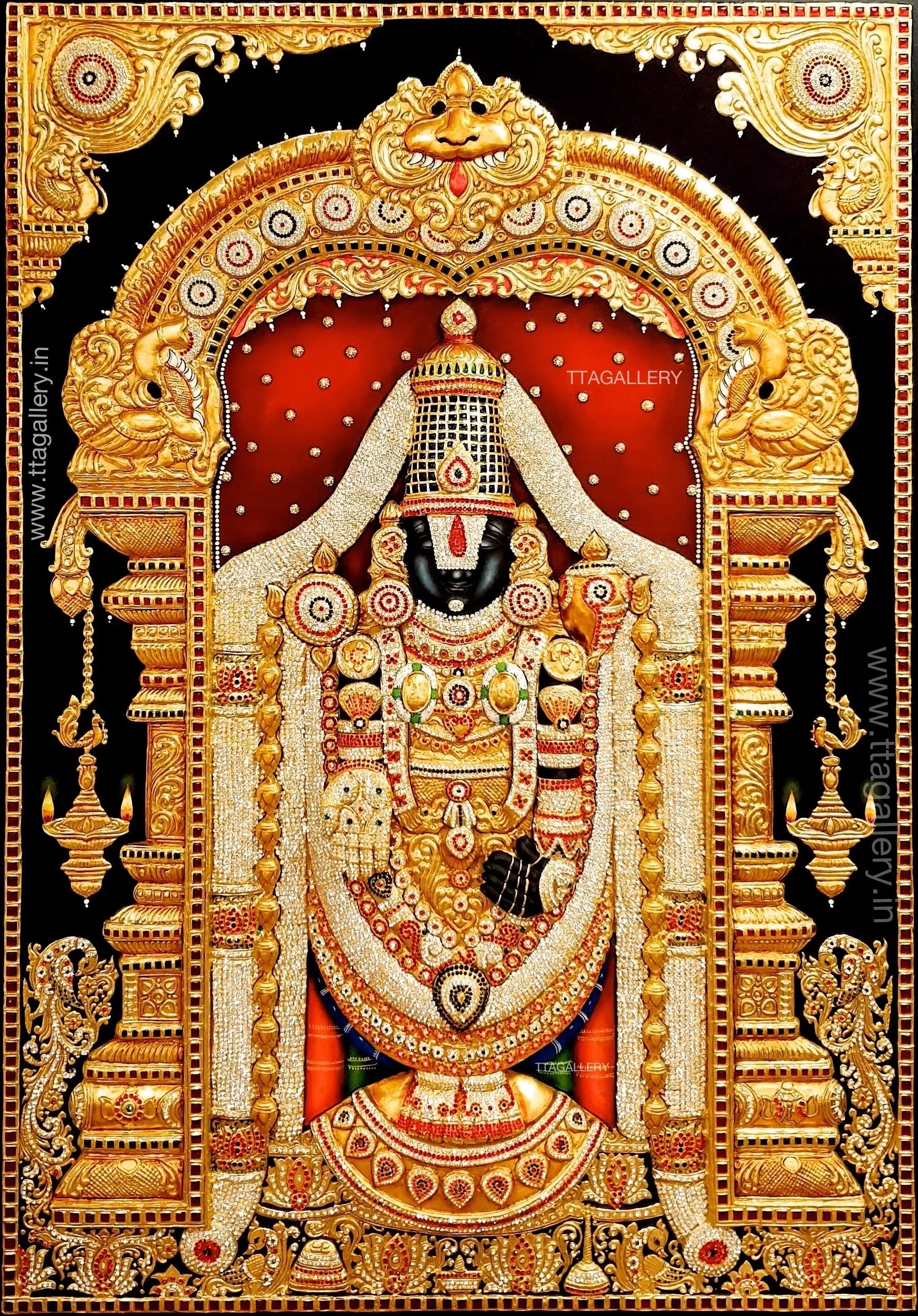 3D Balaji Full AD Stone Embossed Tanjore Painting