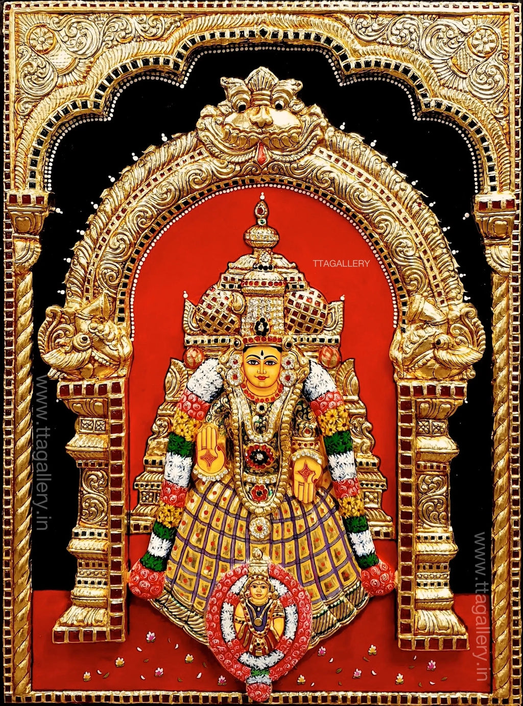 3D Mahalakshmi Amman Mahadhanapuram Tanjore Painting