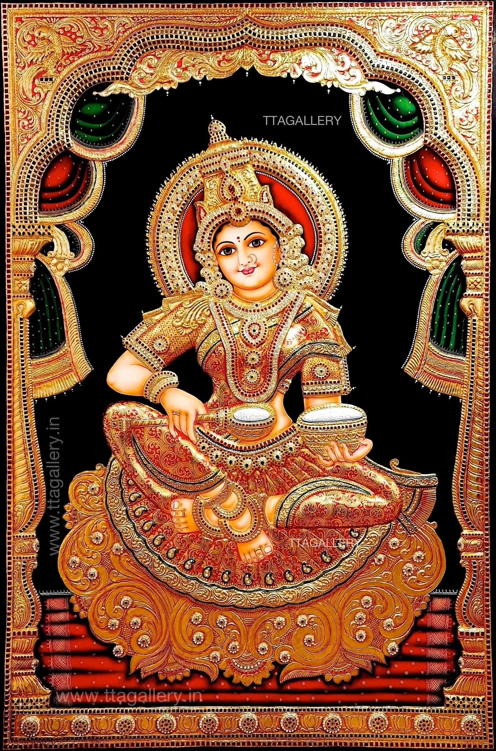 3D Annapoorani Embossed Tanjore Painting