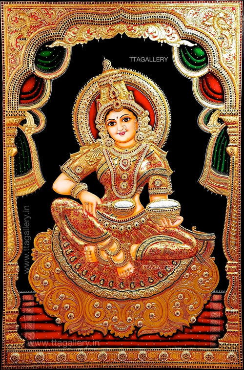 3D Annapoorani Embossed Tanjore Painting