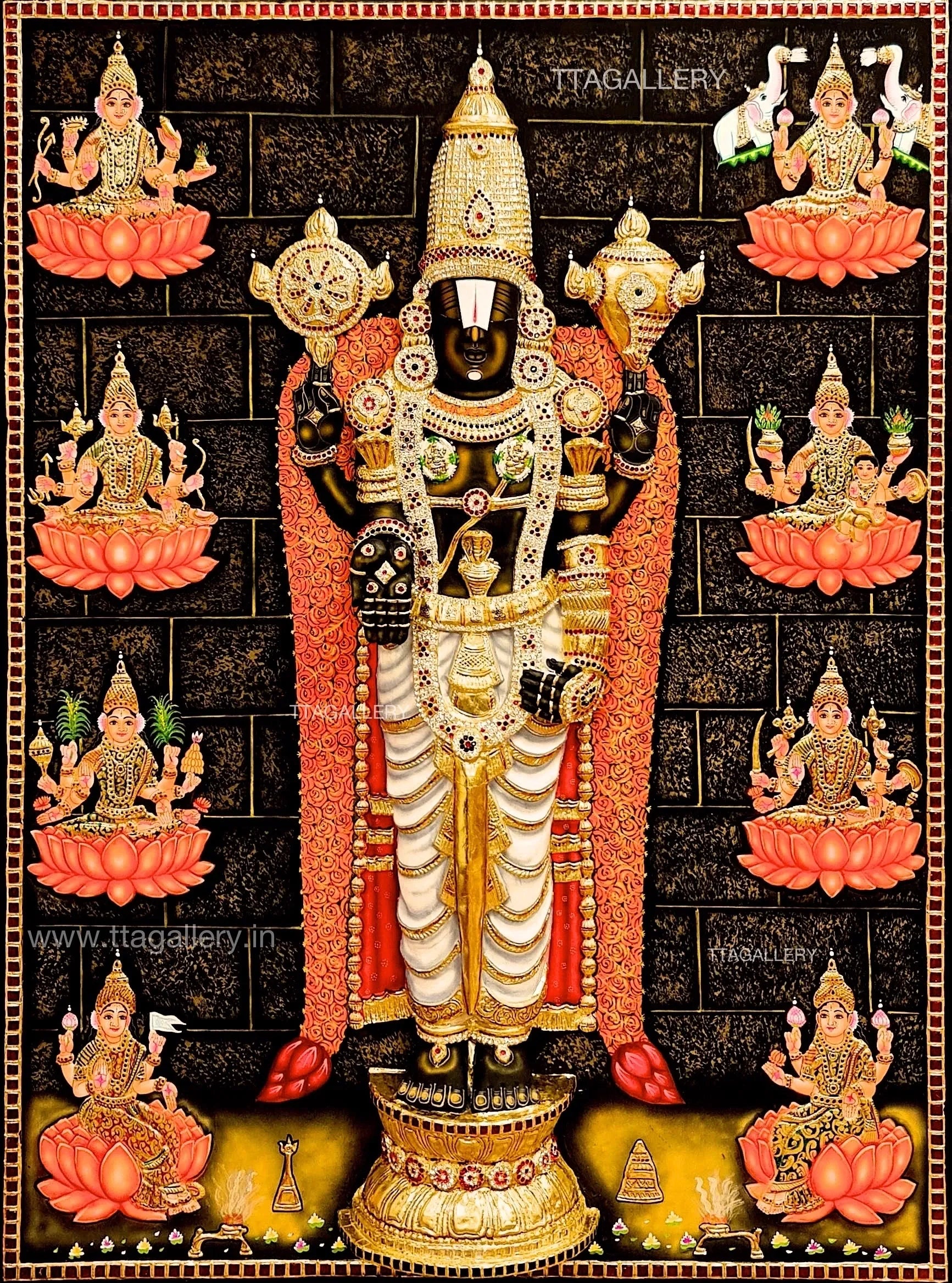 3D Balaji with Ashtalakshmi Tanjore Painting