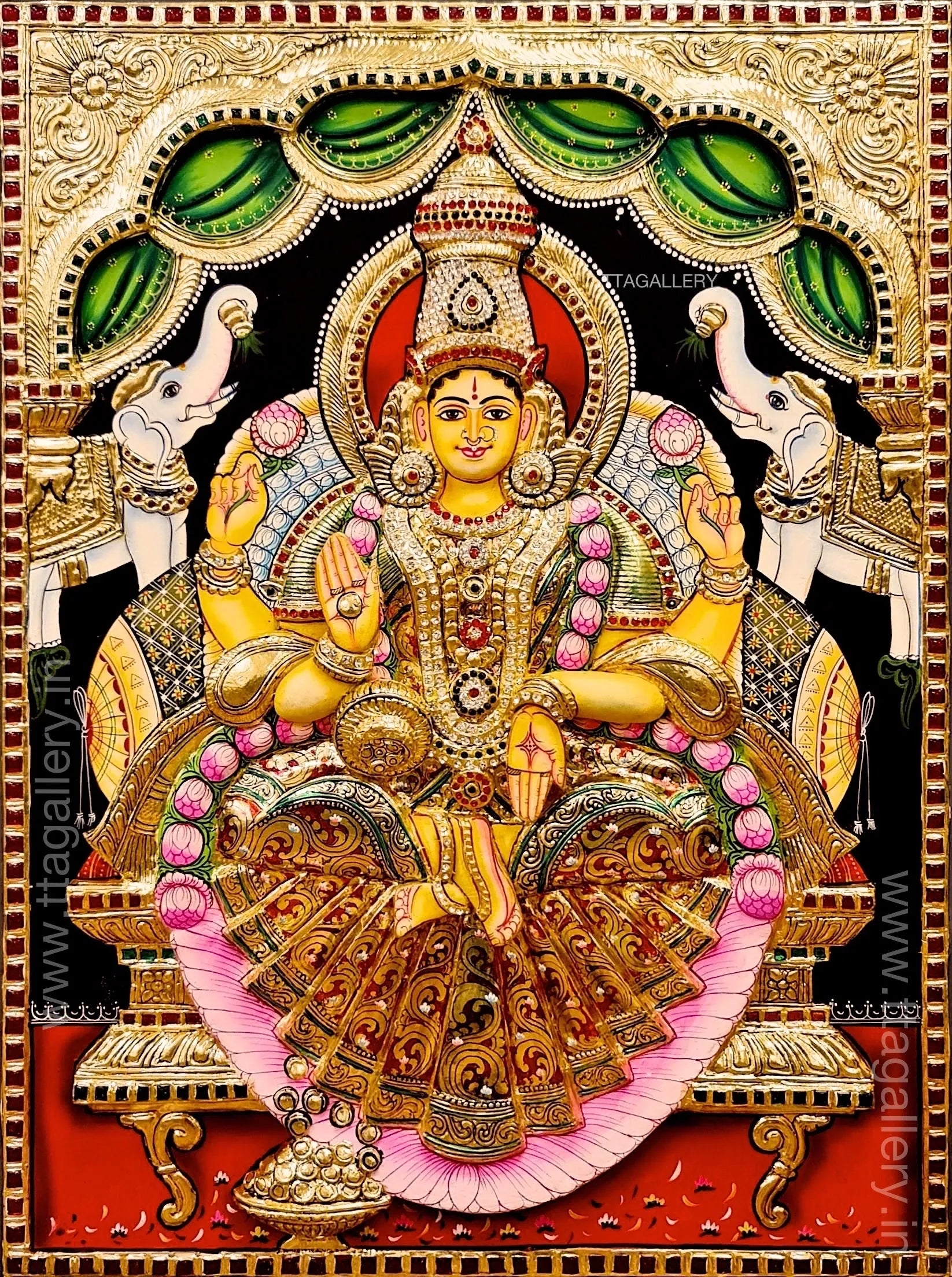 3D Gajalakshmi Tanjore Painting
