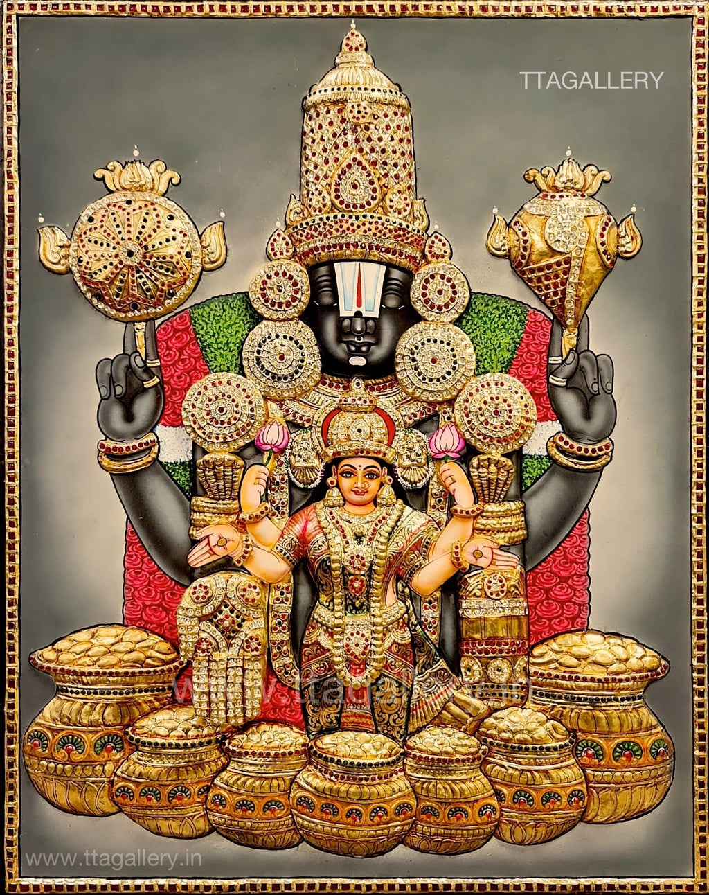 3D Balaji Lakshmi Tanjore Painting