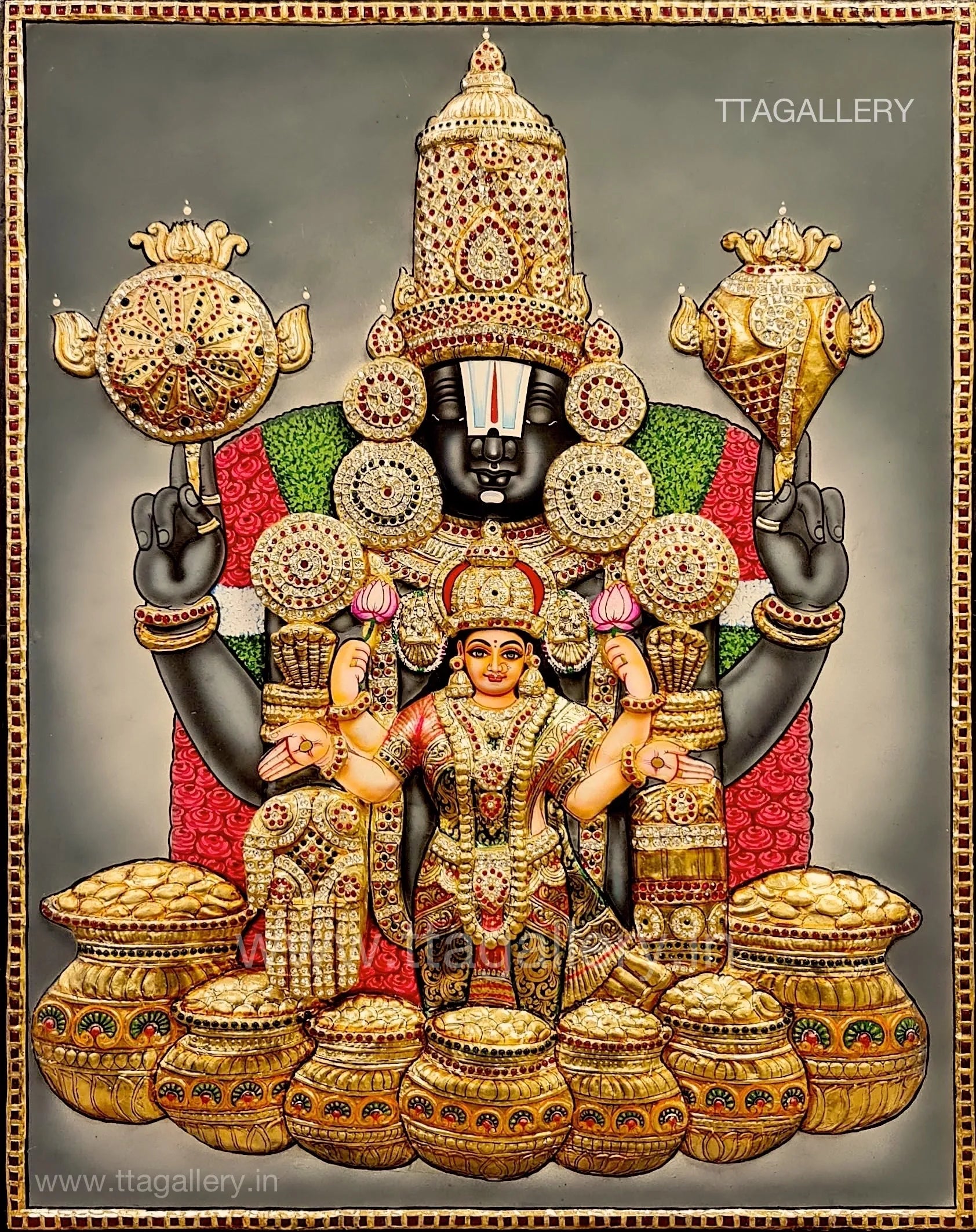 3D Balaji Lakshmi Tanjore Painting