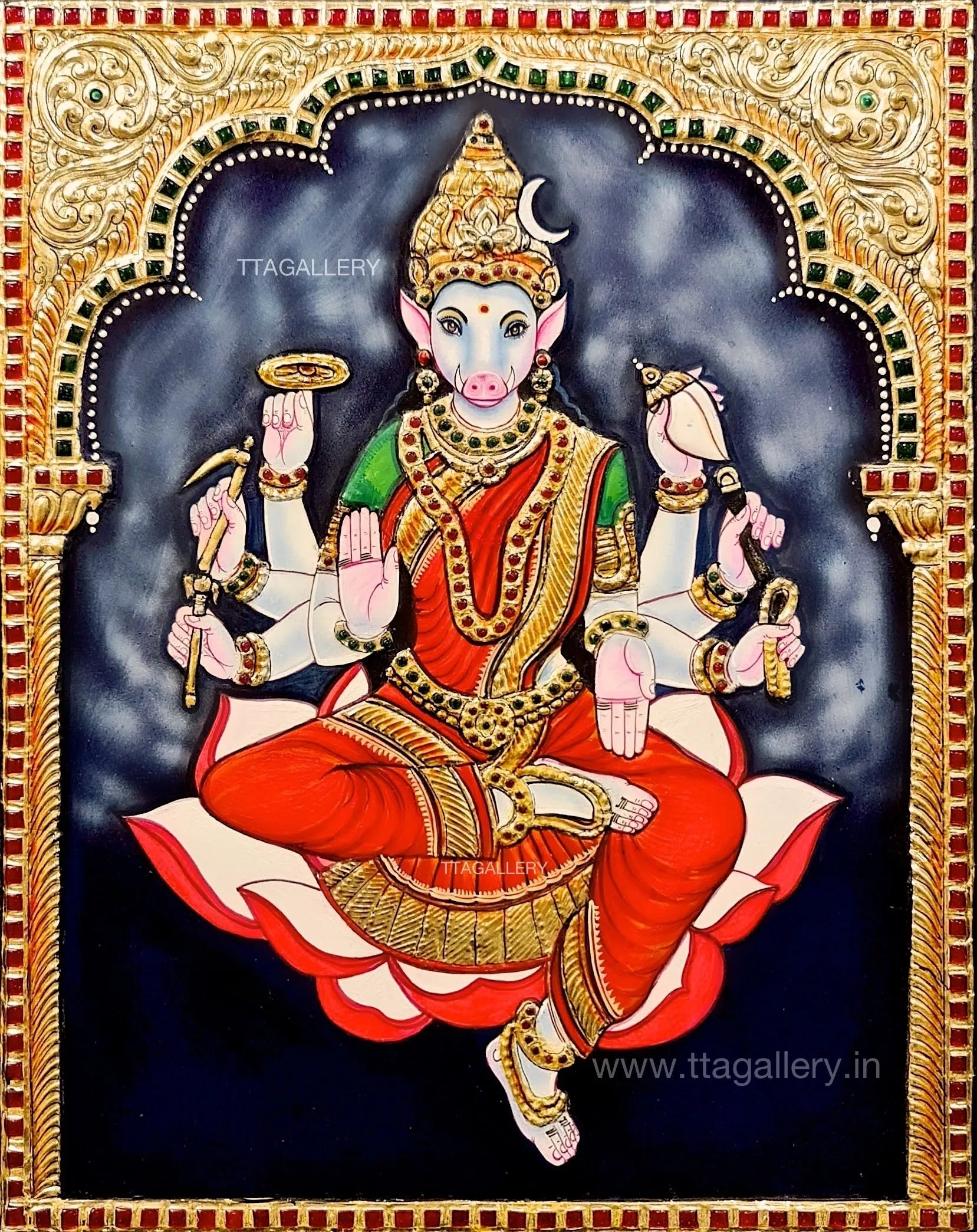 Varahi Amman Traditional Tanjore Painting