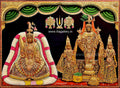 3D Kanchi Sri Varadar Perundevi Thayar 3D Tanjore Painting