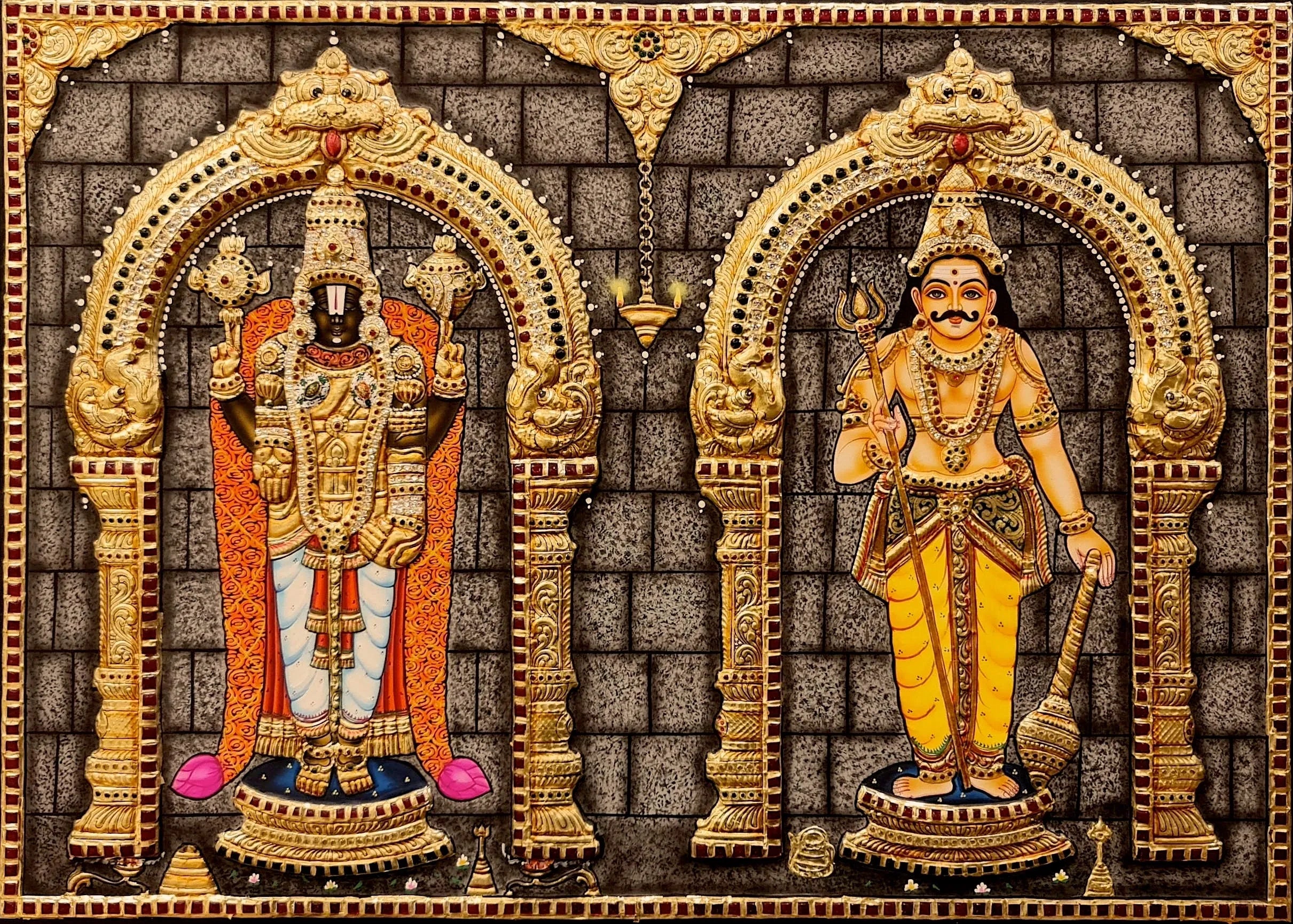 Balaji & Muneeswaran Semi Embossed Tanjore Painting