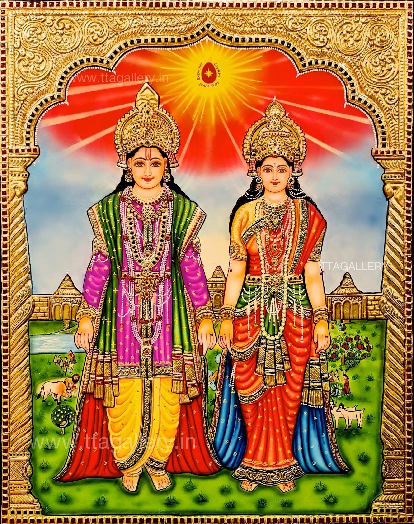 Vishnu Lakshmi Traditional Tanjore Painting