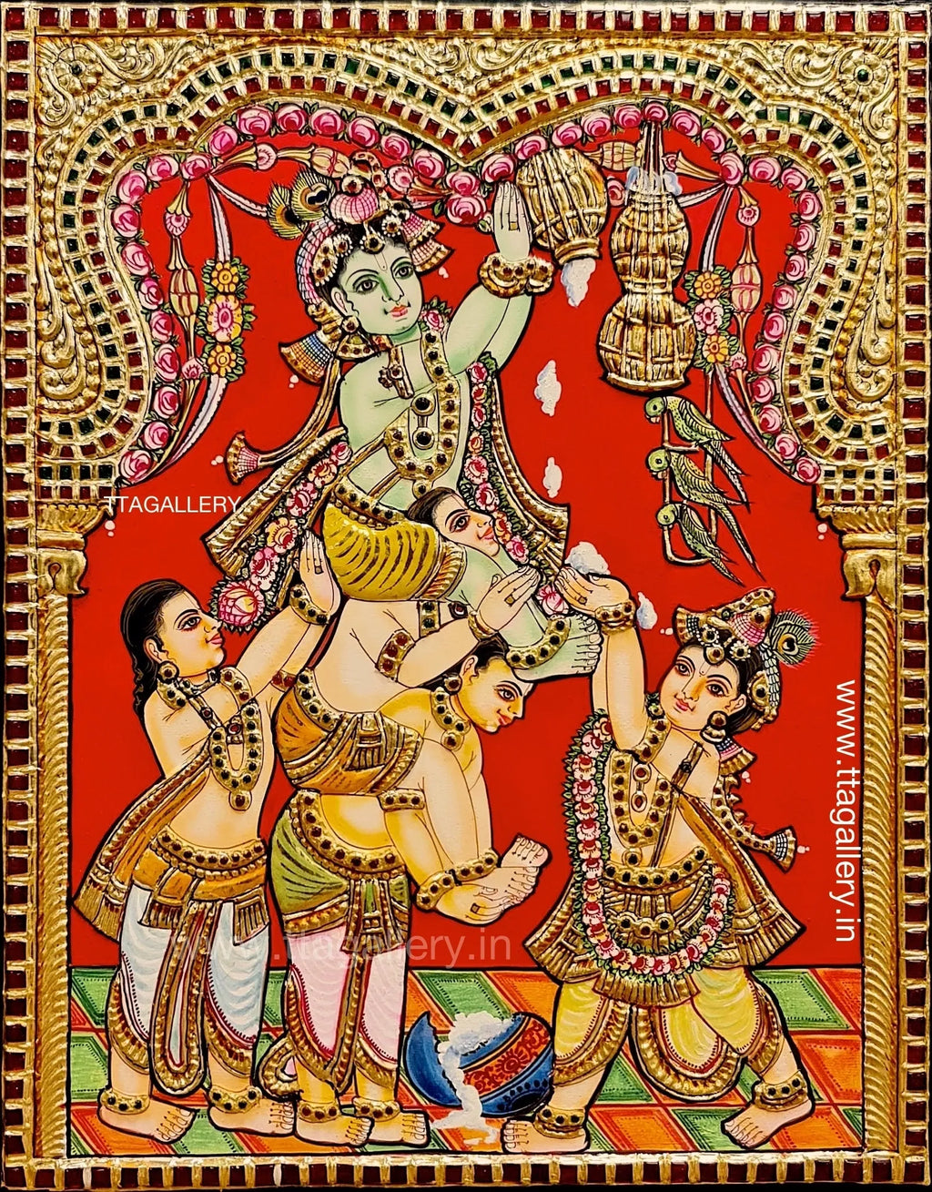 Krishna and Balaram Tanjore Painting