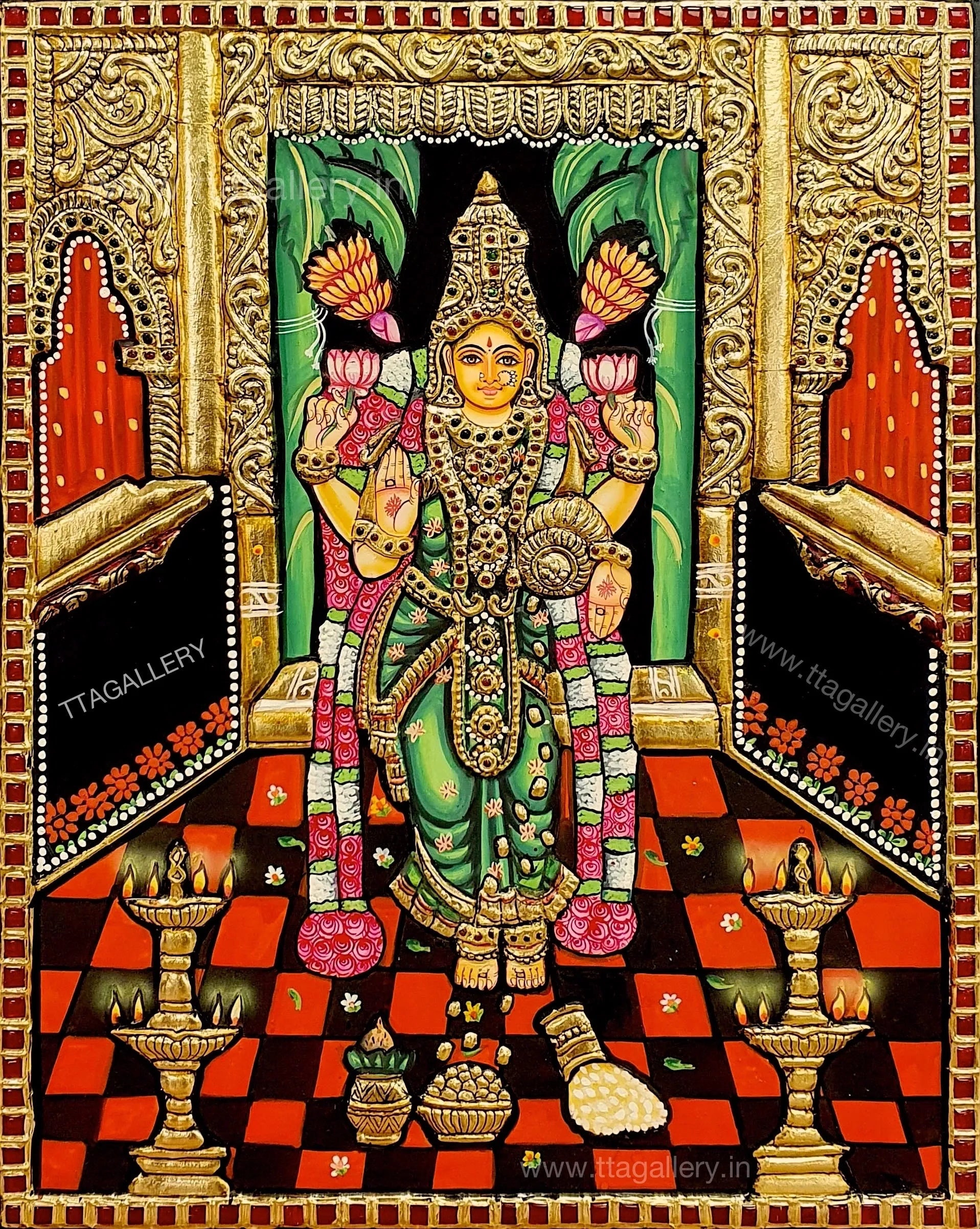 Grahalakshmi 2 Traditional Tanjore Painting
