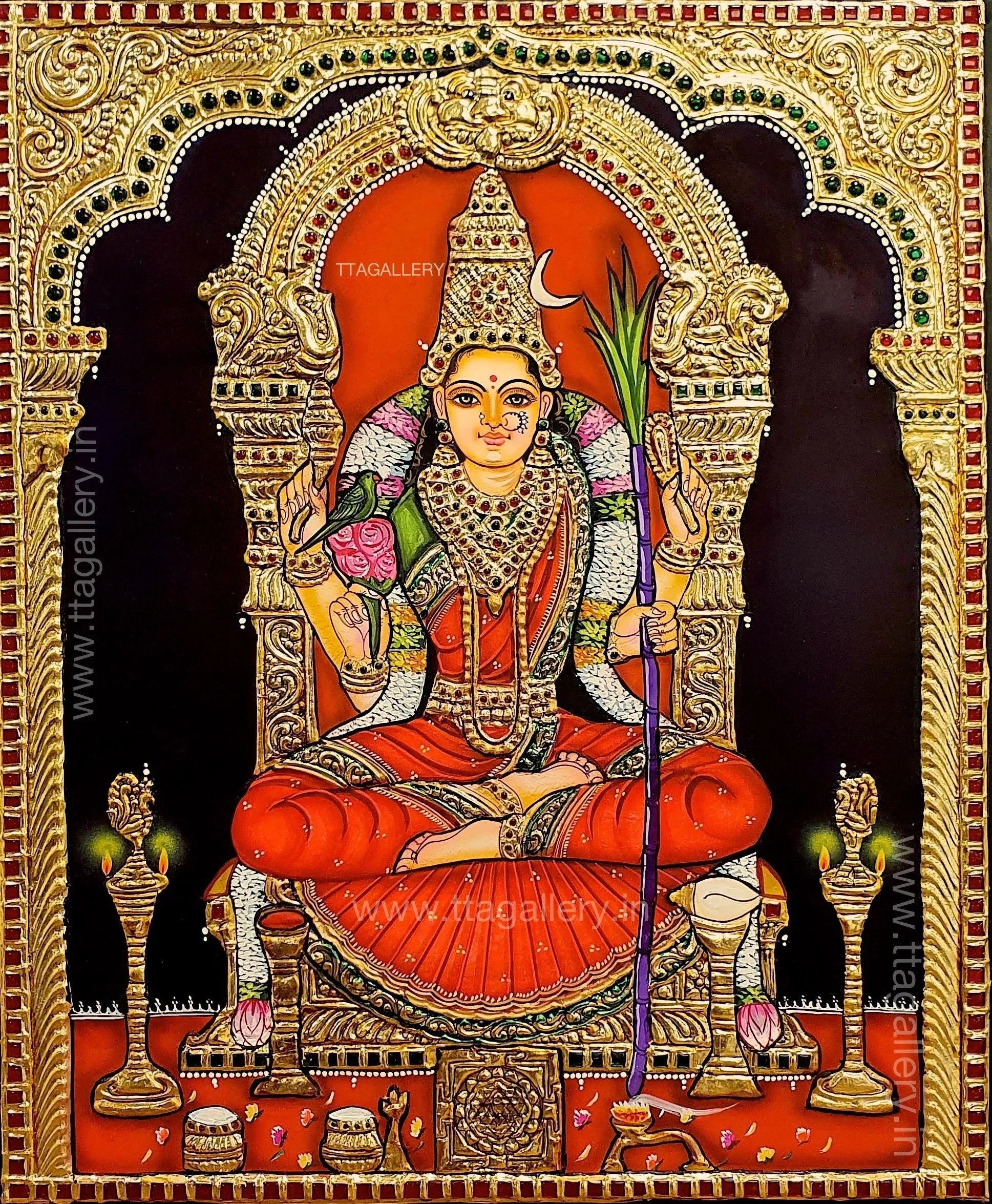 Kamatchi Amman Traditional Tanjore Painting