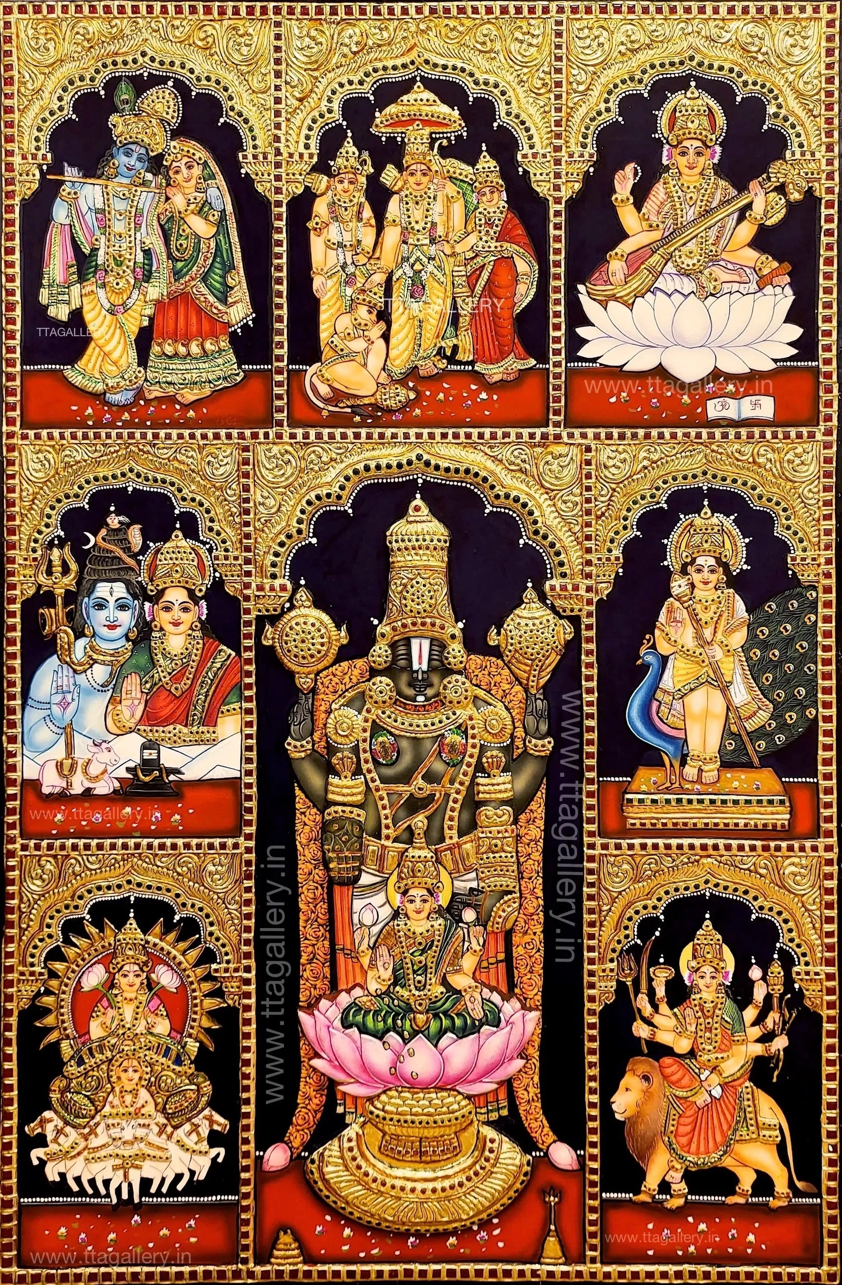 Pooja Painting Semi Embossed Tanjore Painting