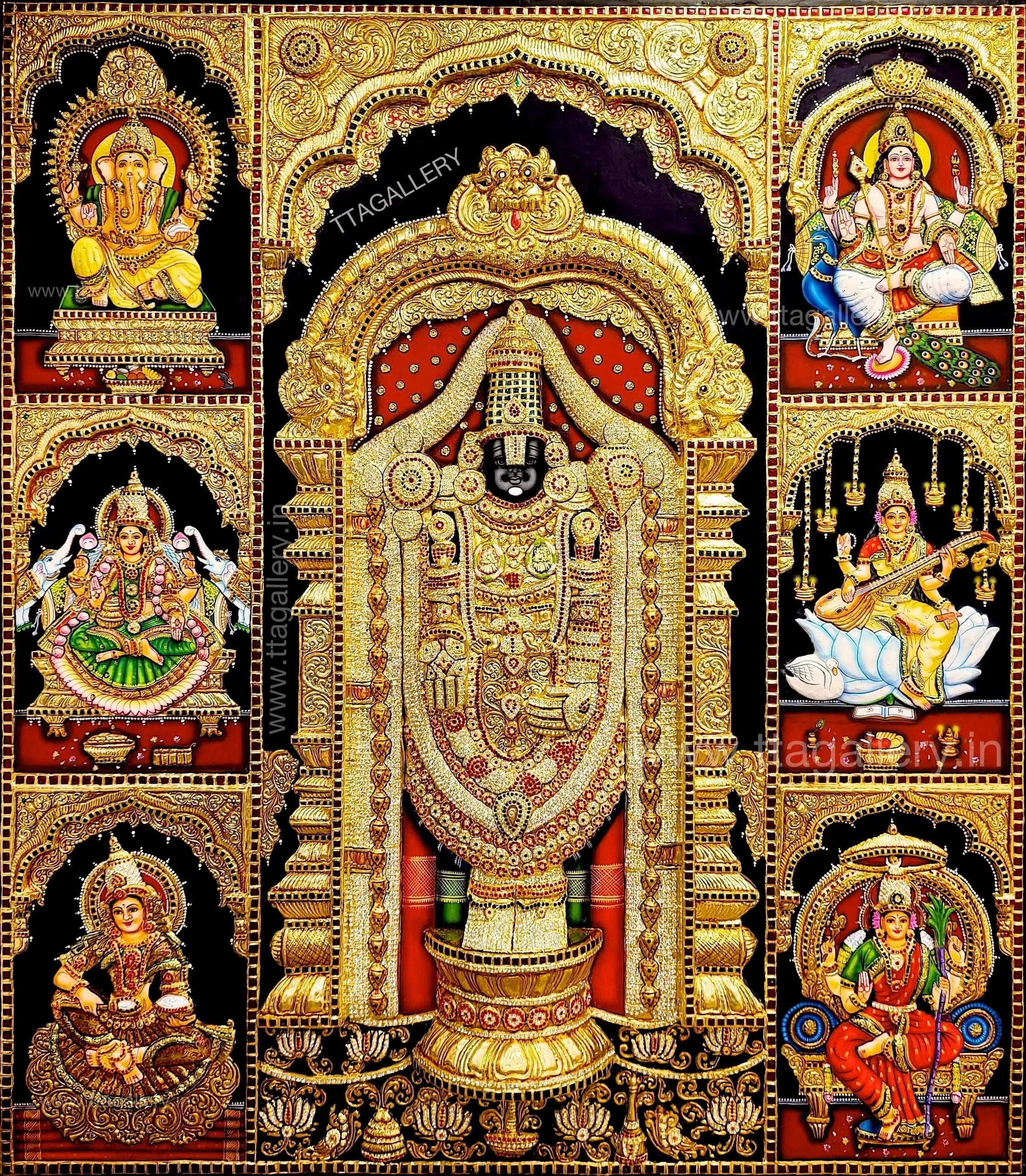 Pooja Painting with 3D Balaji Tanjore Painting