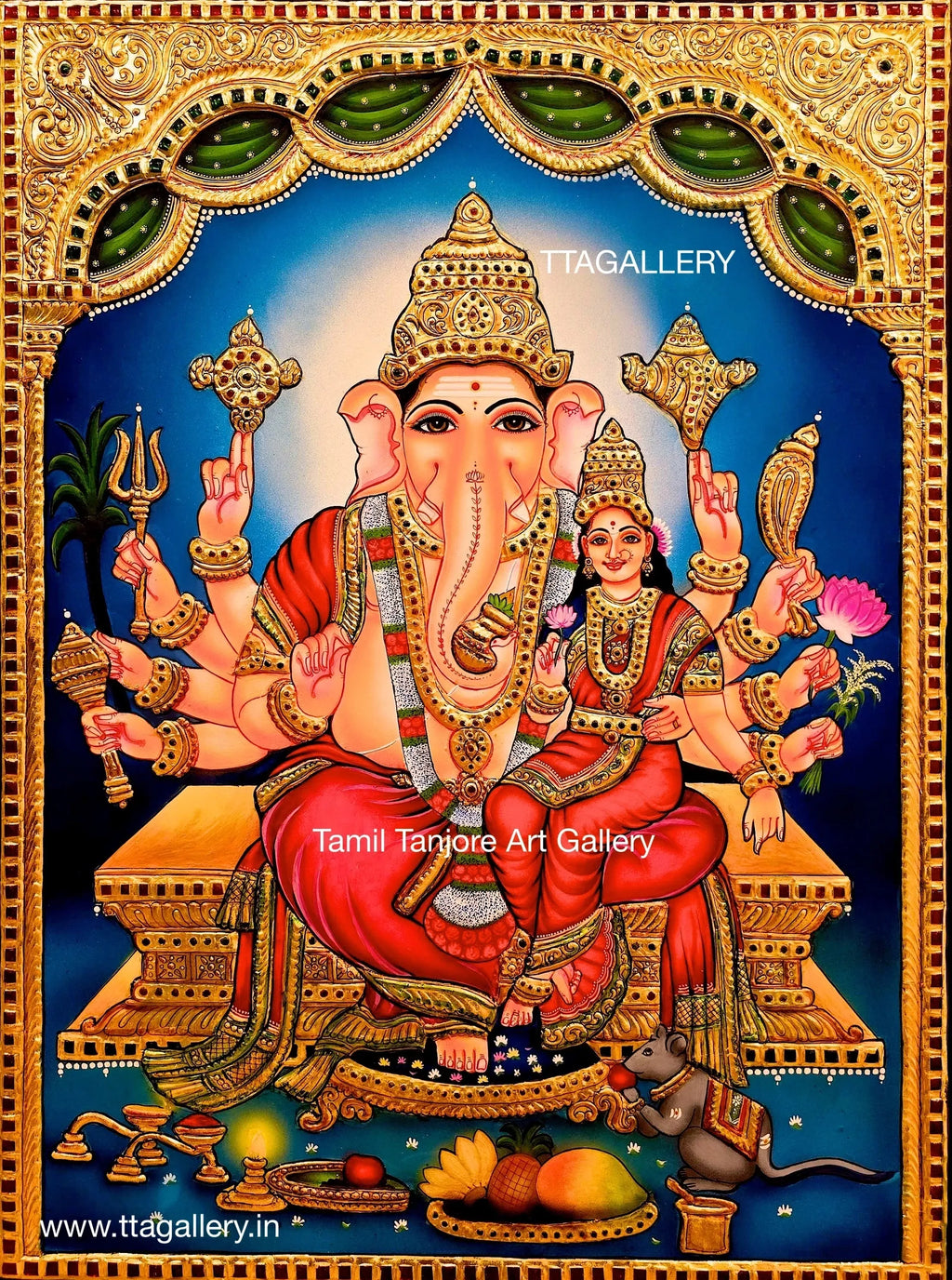 Ganesh with Siddhi Traditional Tanjore Painting