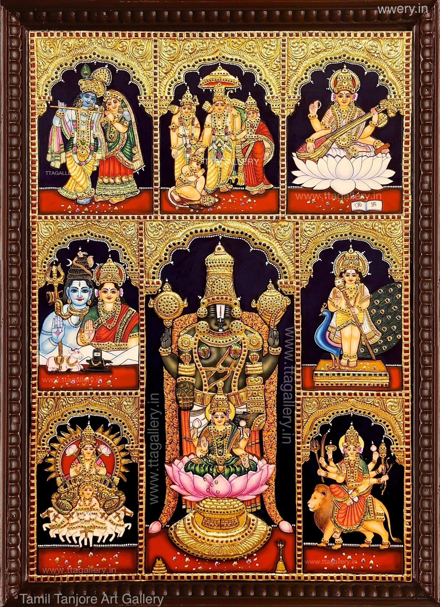 Pooja Painting Semi Embossed Tanjore Painting