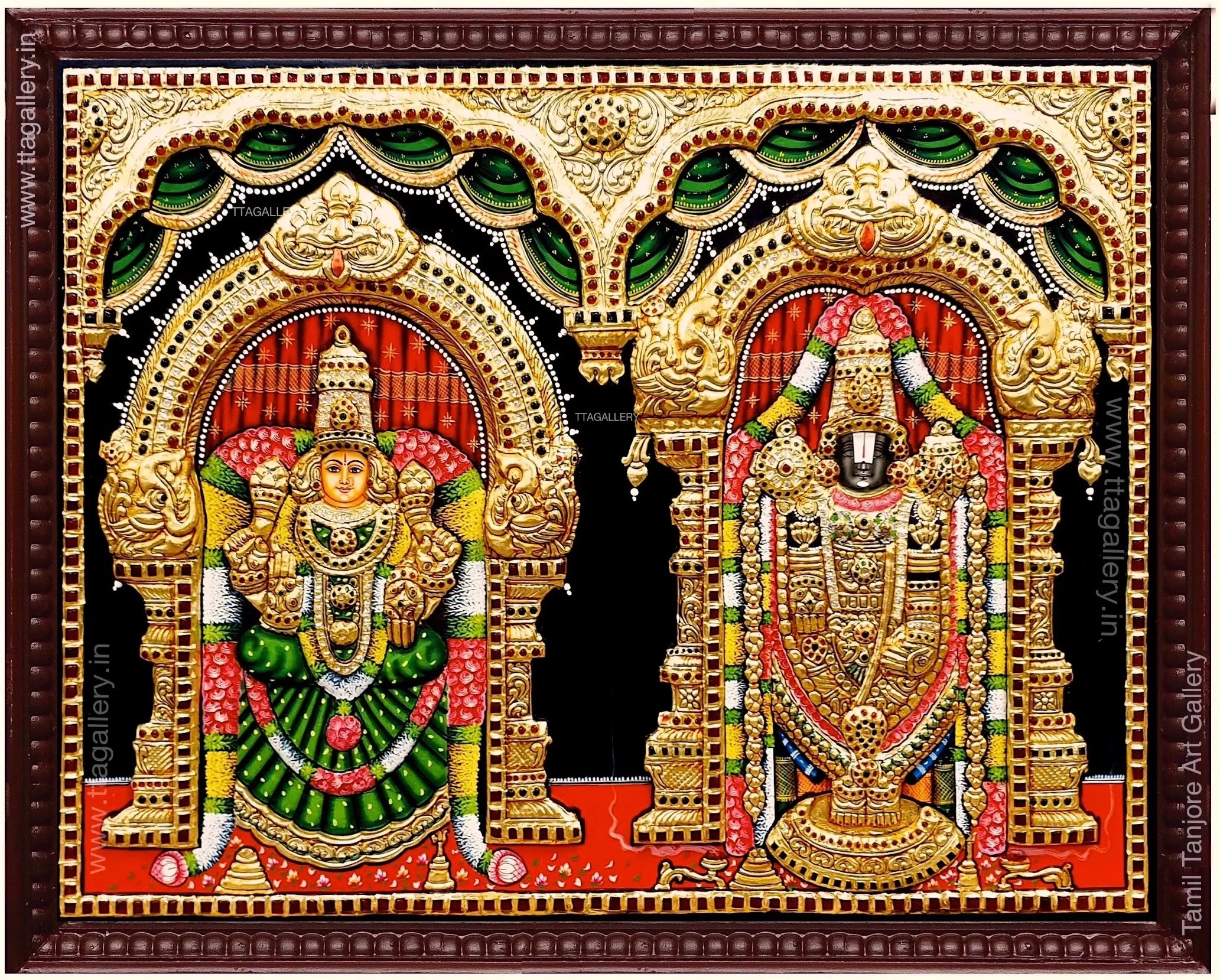 Balaji Padmavathy Semi Embossed Tanjore Painting