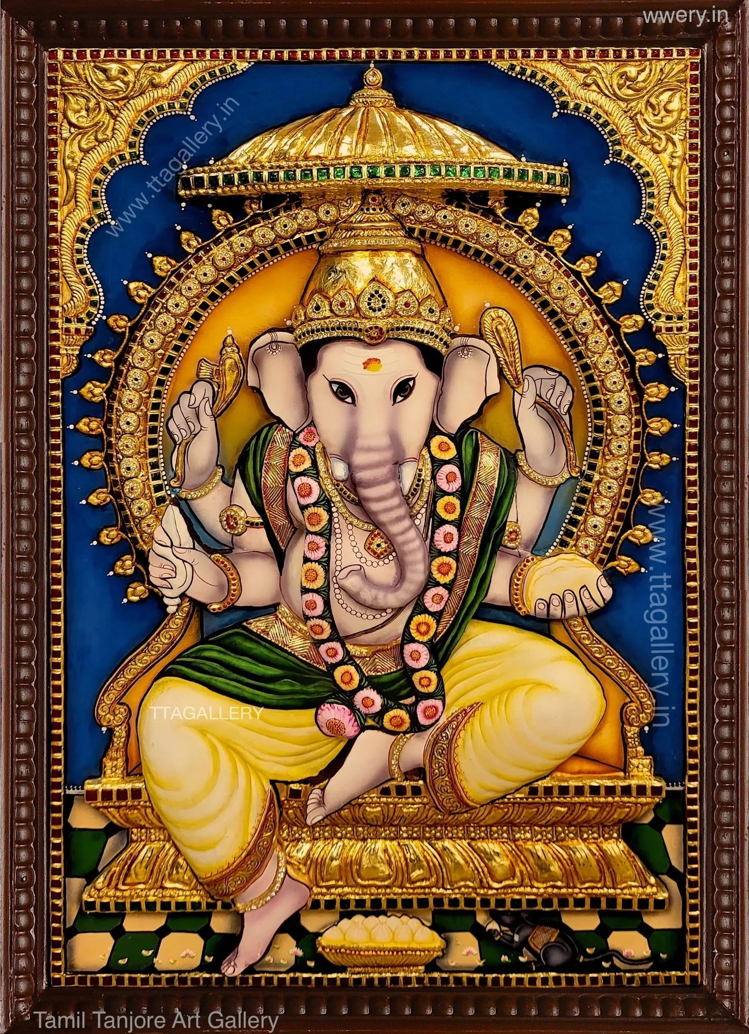 3D Ganesha Embossed Tanjore Painting