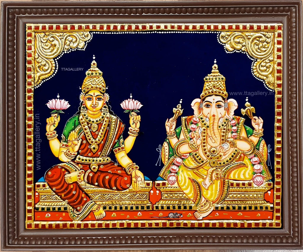 Ganesha Lakshmi Tanjore Painting