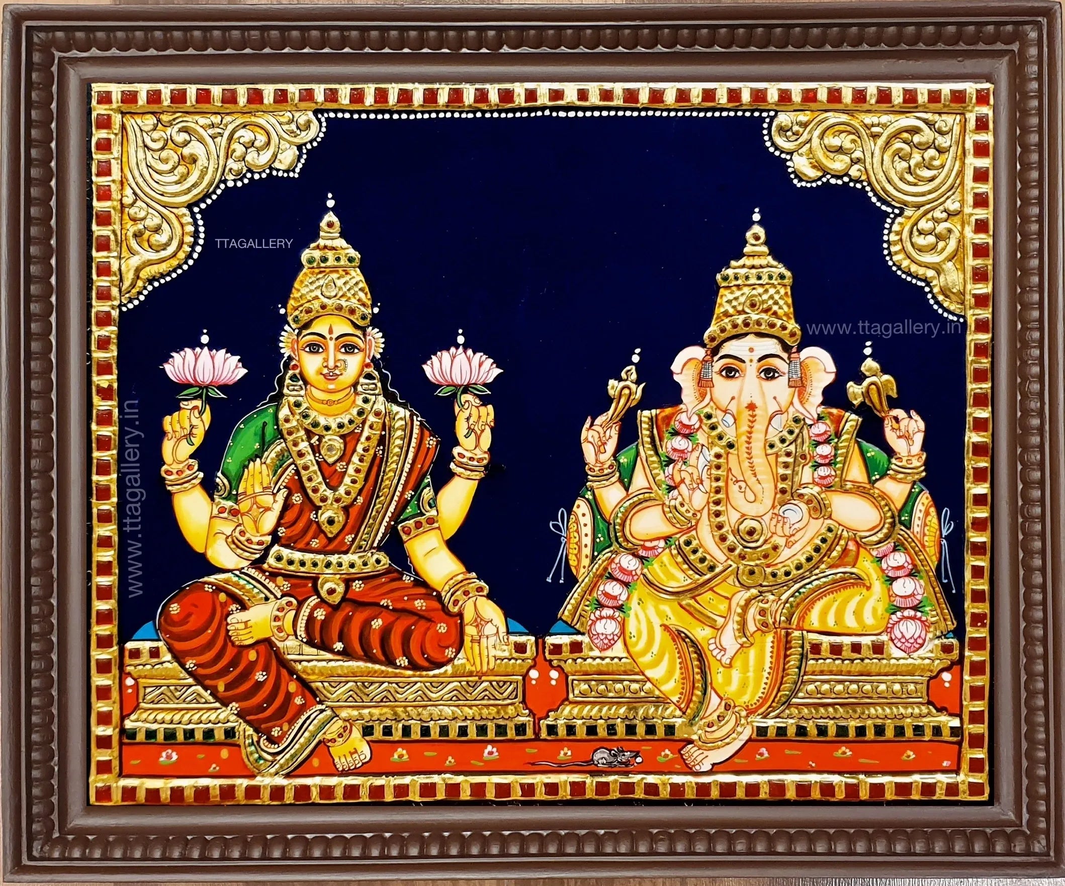Ganesha Lakshmi Tanjore Painting