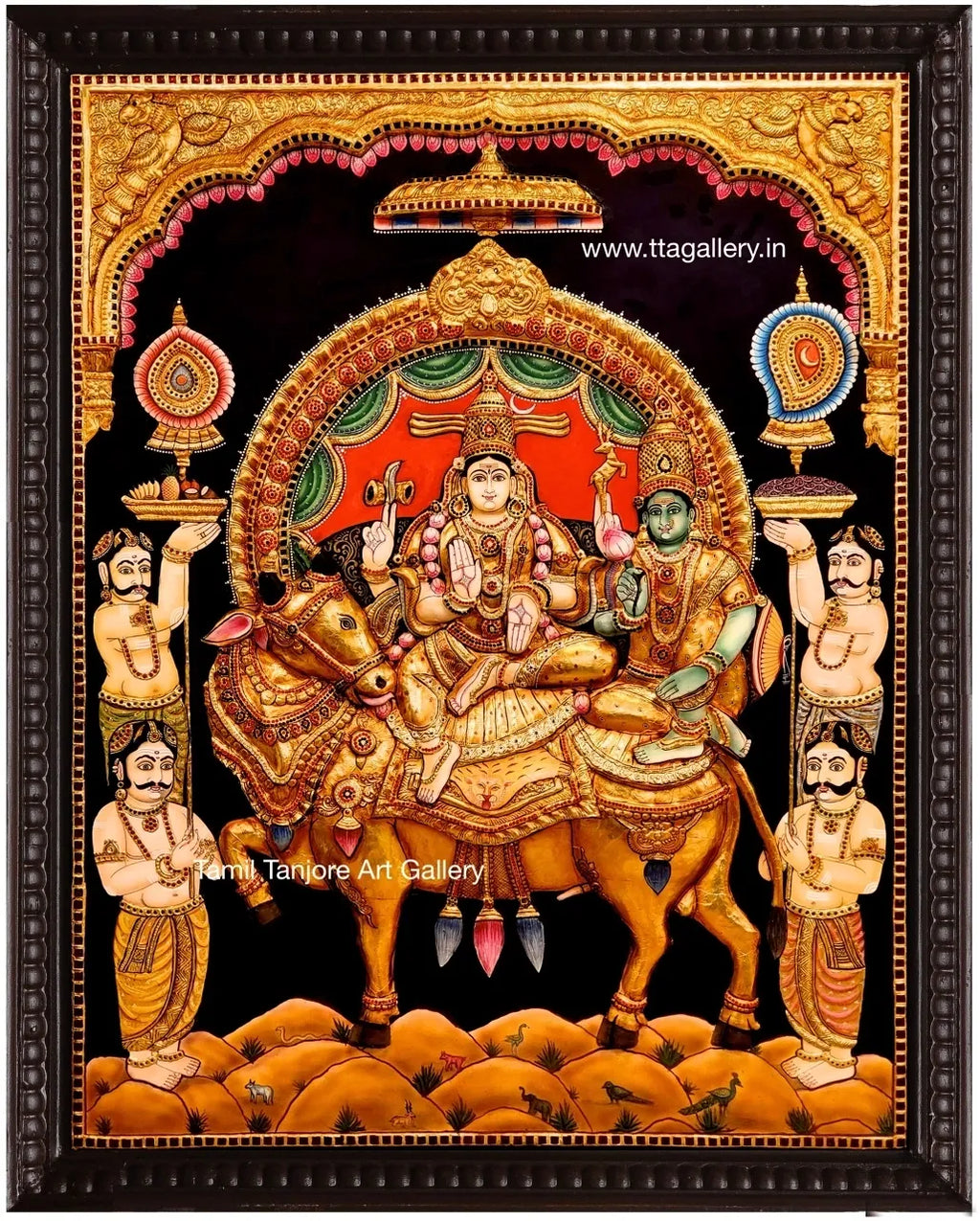 3D Shivan Parvathi Traditional Tanjore Painting
