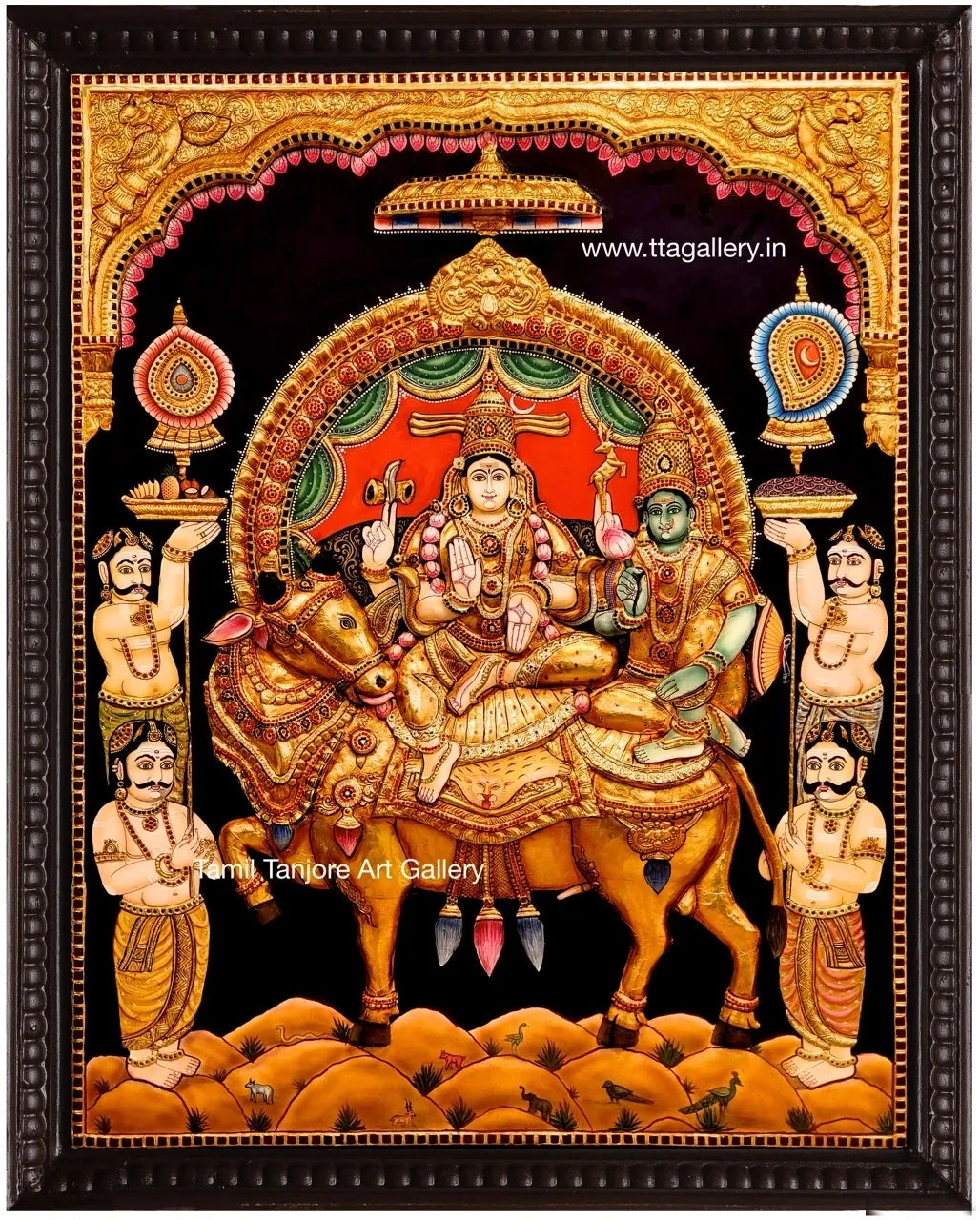 3D Shivan Parvathi Traditional Tanjore Painting