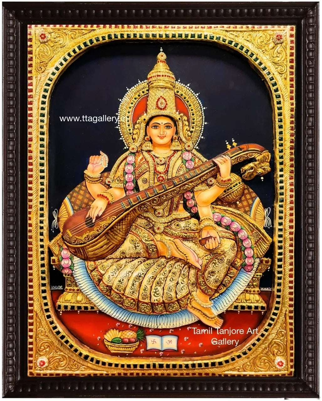 3D Saraswathi Tanjore Painting