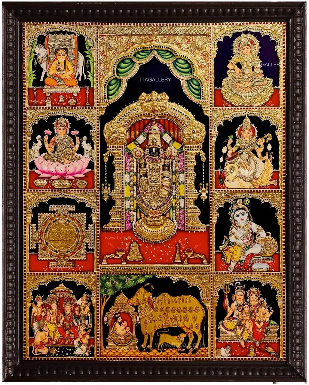 Pooja Painting Semi Embossed Tanjore Painting