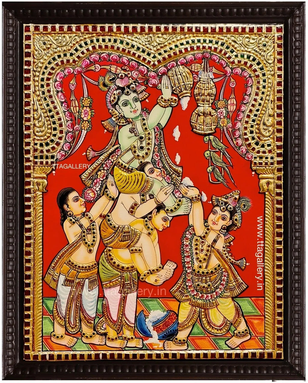 Krishna and Balaram Tanjore Painting
