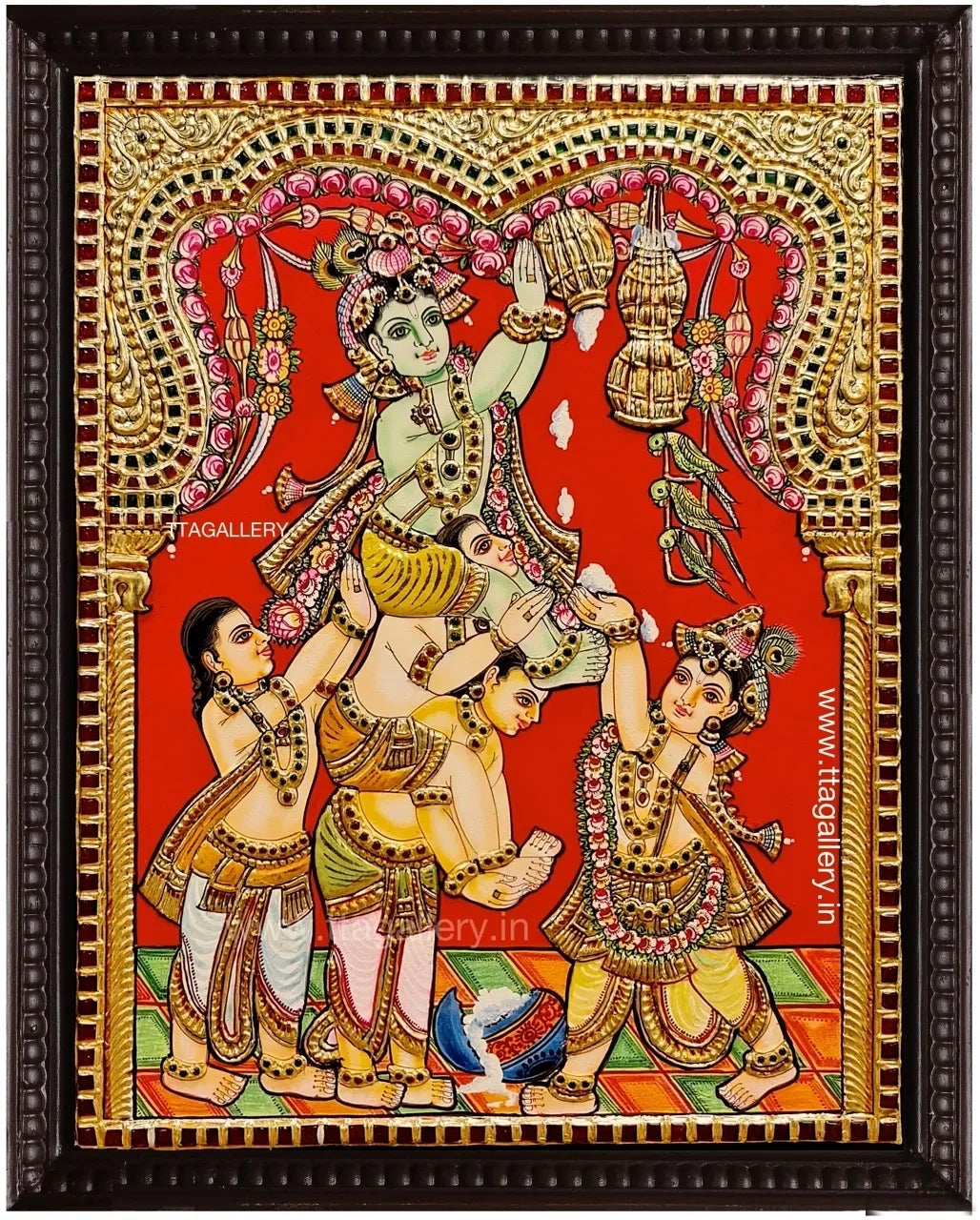Krishna and Balaram Tanjore Painting
