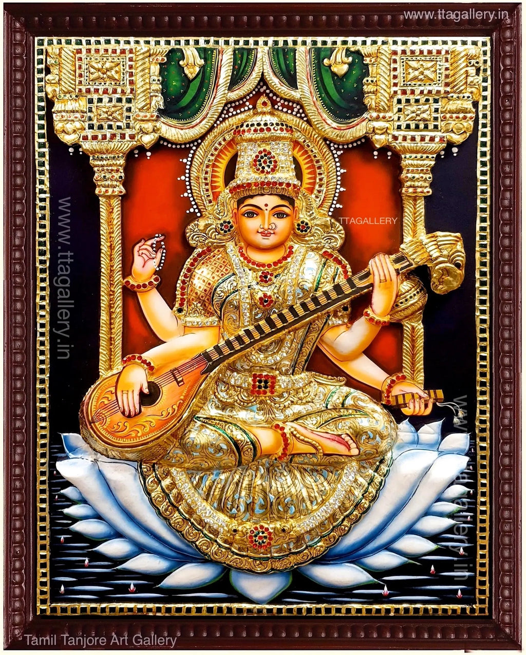 3D Saraswathi Tanjore Painting
