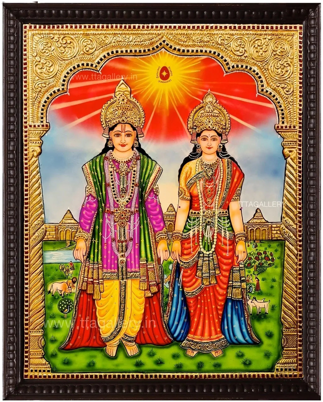 Vishnu Lakshmi Traditional Tanjore Painting
