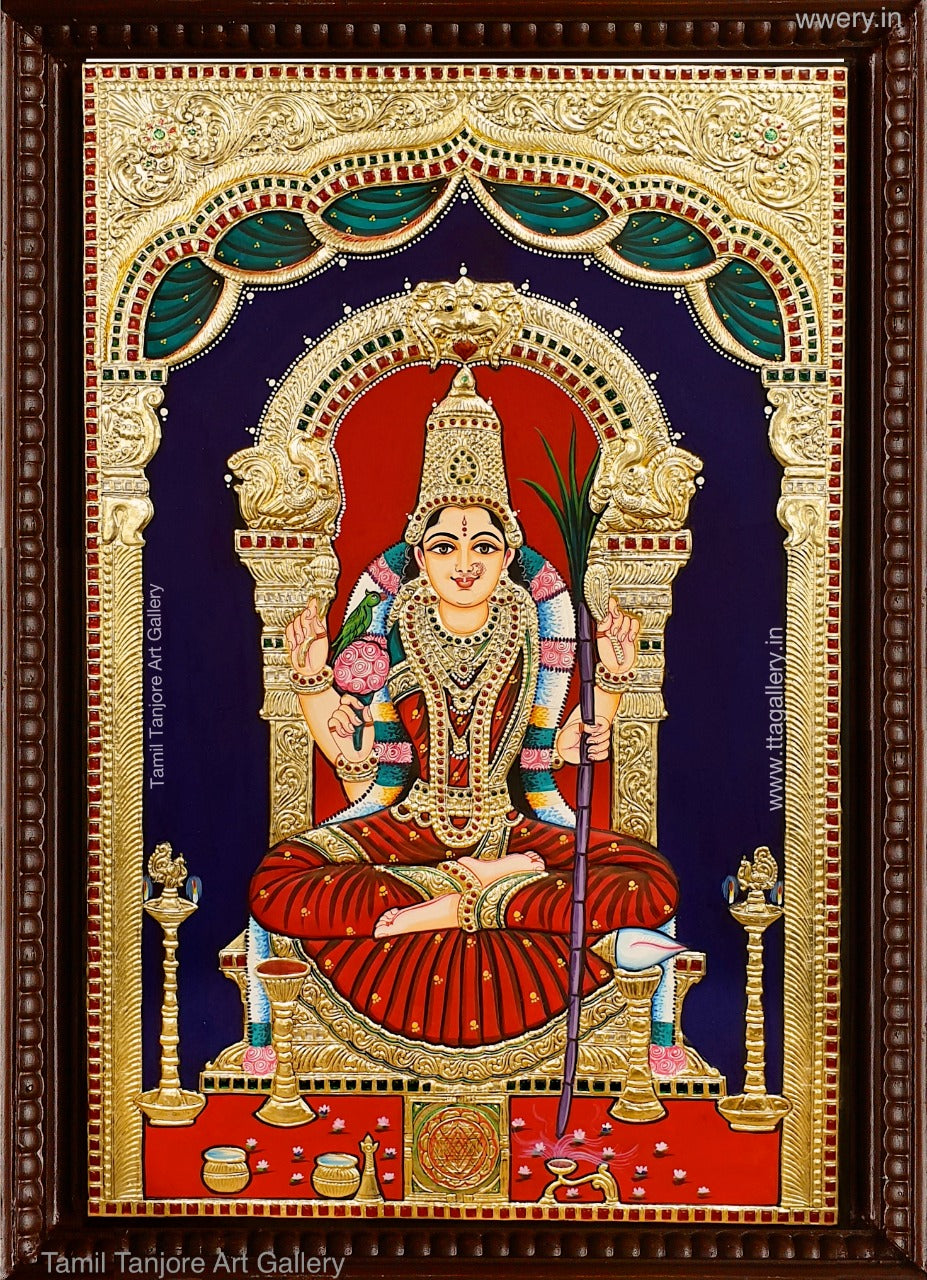 Kamatchi Amman Curtain Tanjore Painting