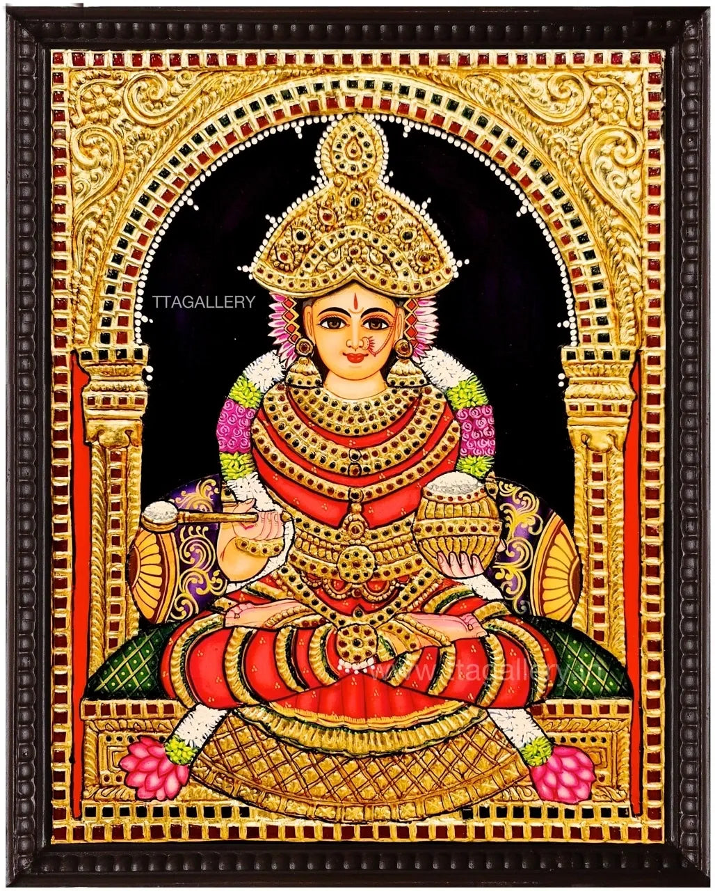 Annapoorani Red Saree Tanjore Painting