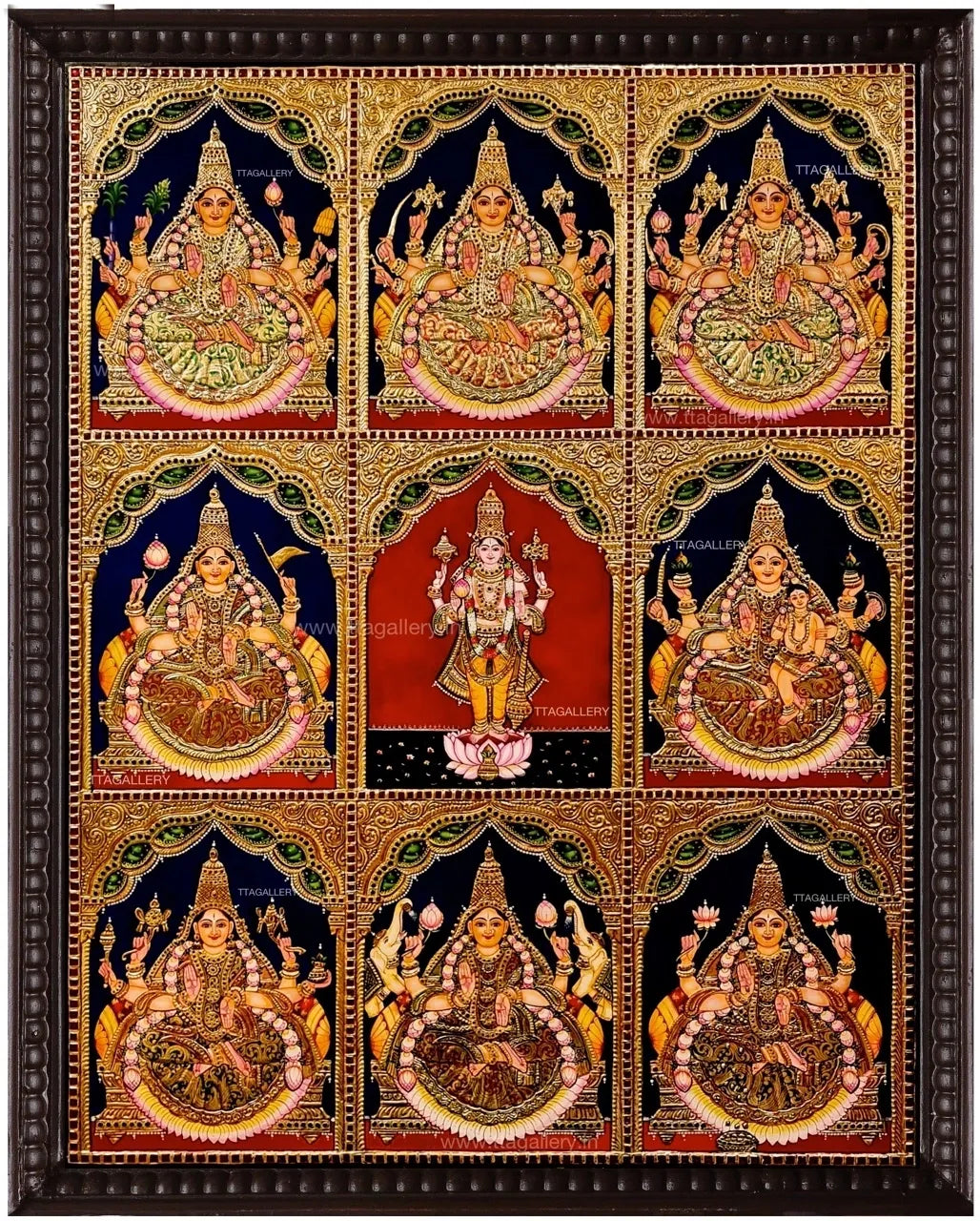Vishnu with Asthalakshmi Traditional Tanjore Painting