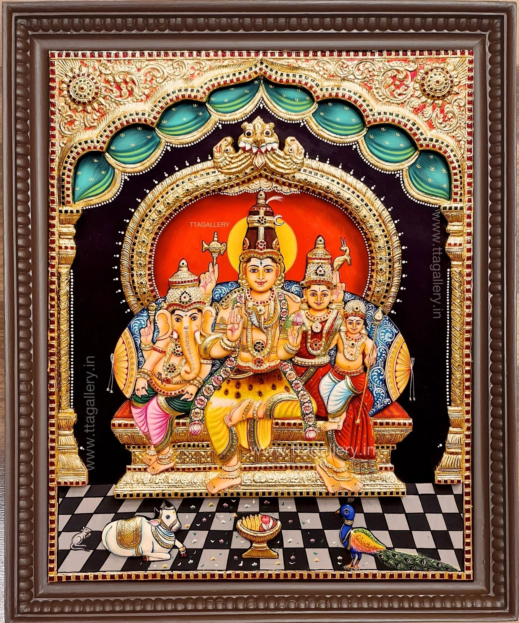 3D Shiva Family Tanjore Painting