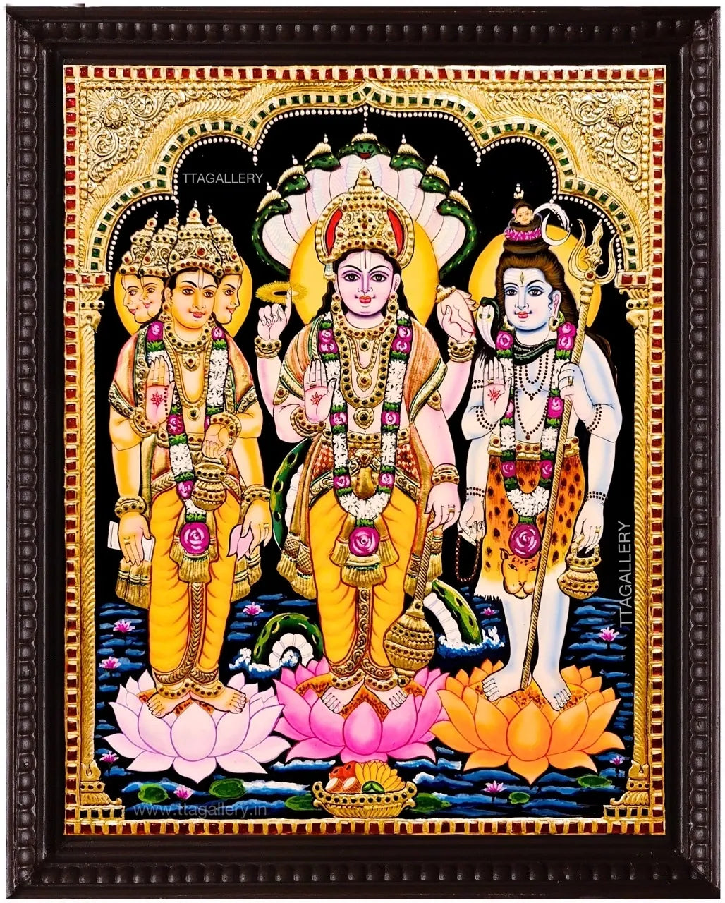 Vishnu Shivan & Brahma Tanjore Painting