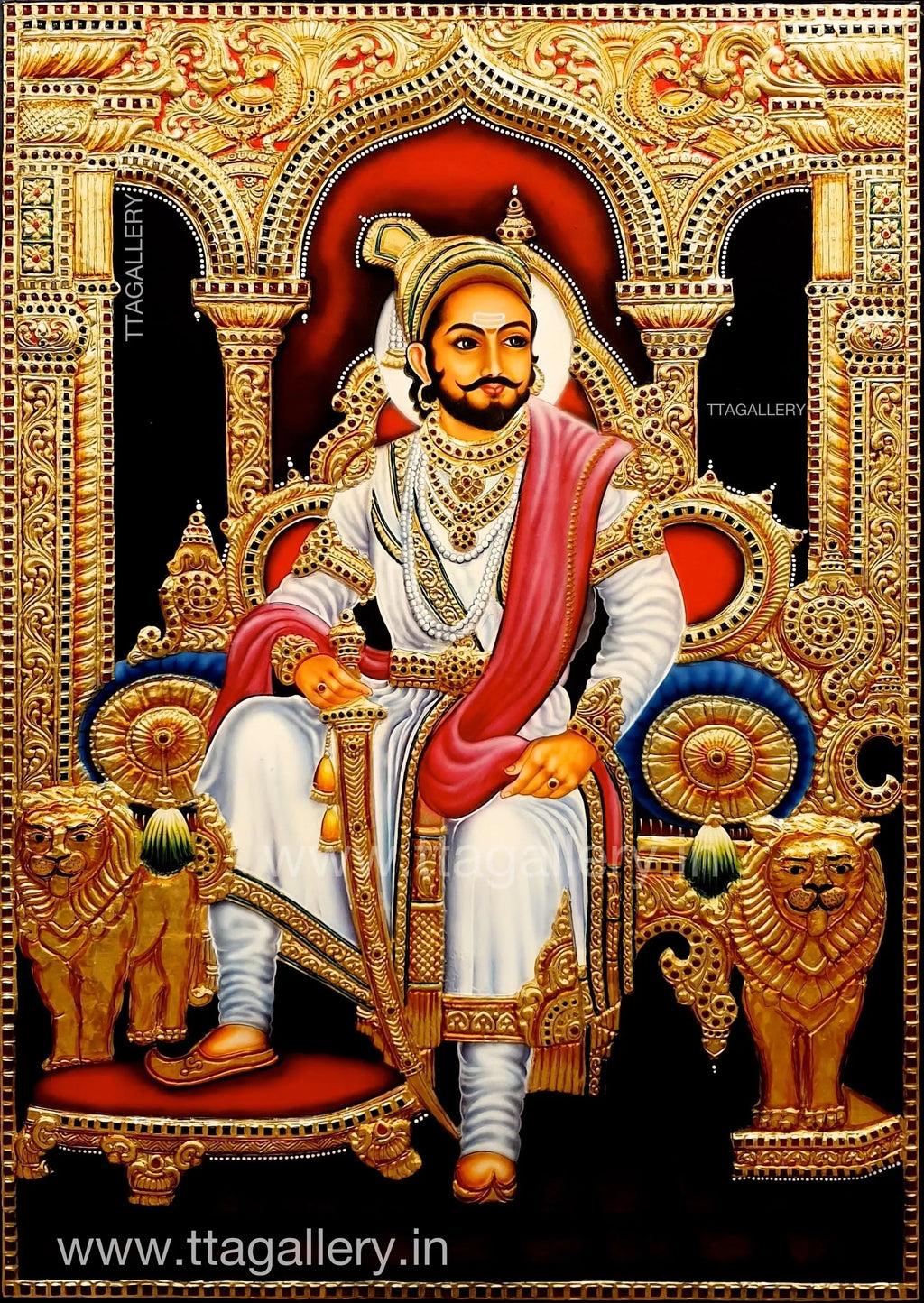 Chhatrapati Shivaji Maharaj Semi Embossed Tanjore Painting