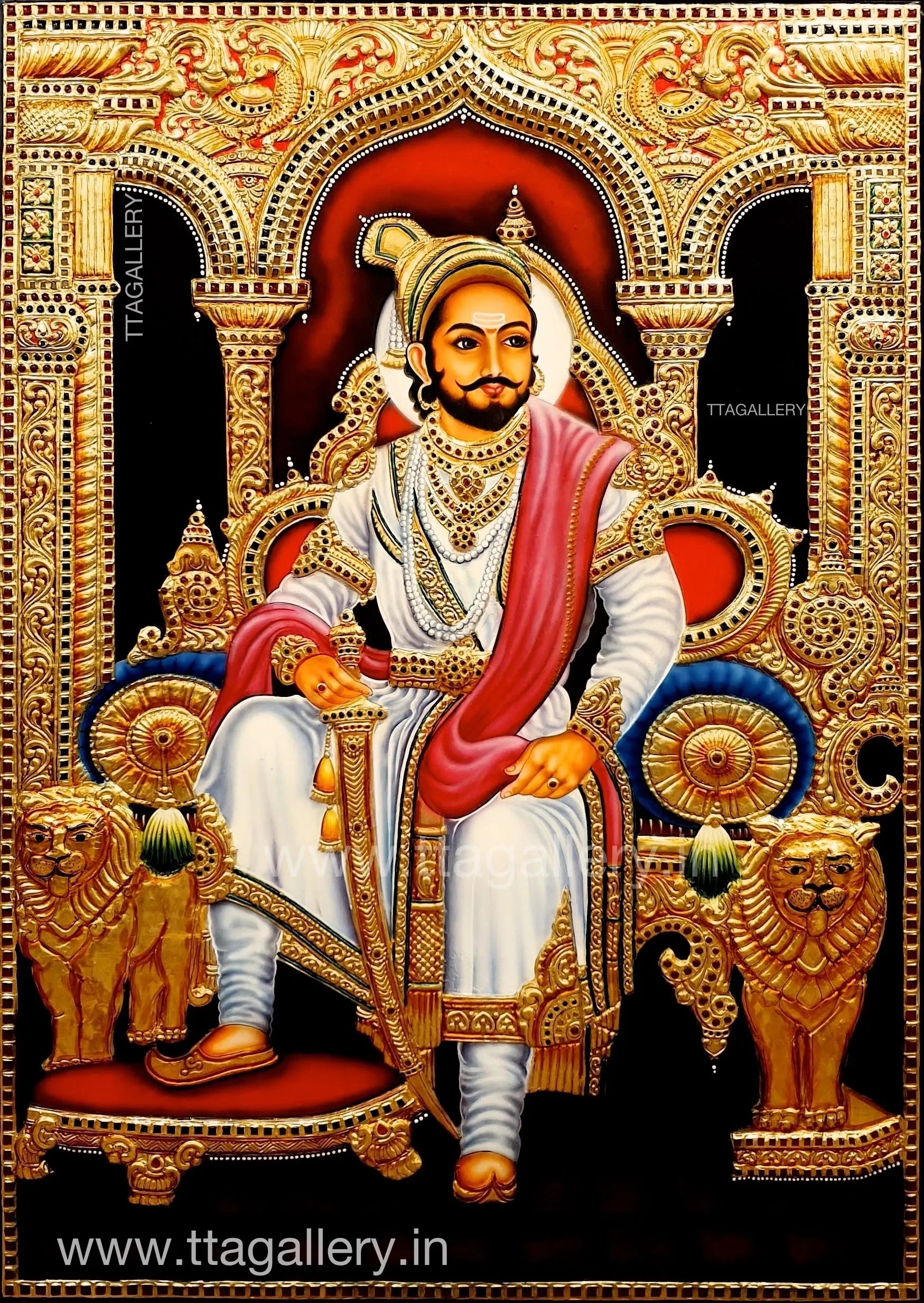 Chhatrapati Shivaji Maharaj Semi Embossed Tanjore Painting